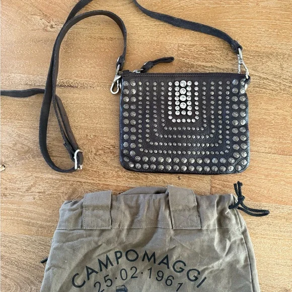 Campomaggi studded black leather crossbody *NEW* - Picture 6 of 7